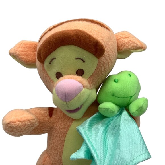 Vtg Disney Fisher-Price 2005 Tigger Plush Toy Frog & Blanket 10" Winnie the Pooh - Picture 2 of 5